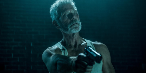 Blind guy with gun...scary on so many levels.